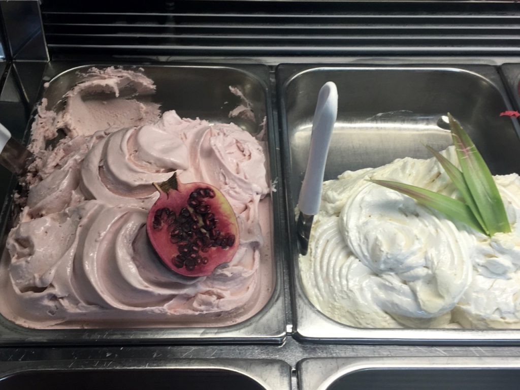 The pomegranate ice cream was sublime.