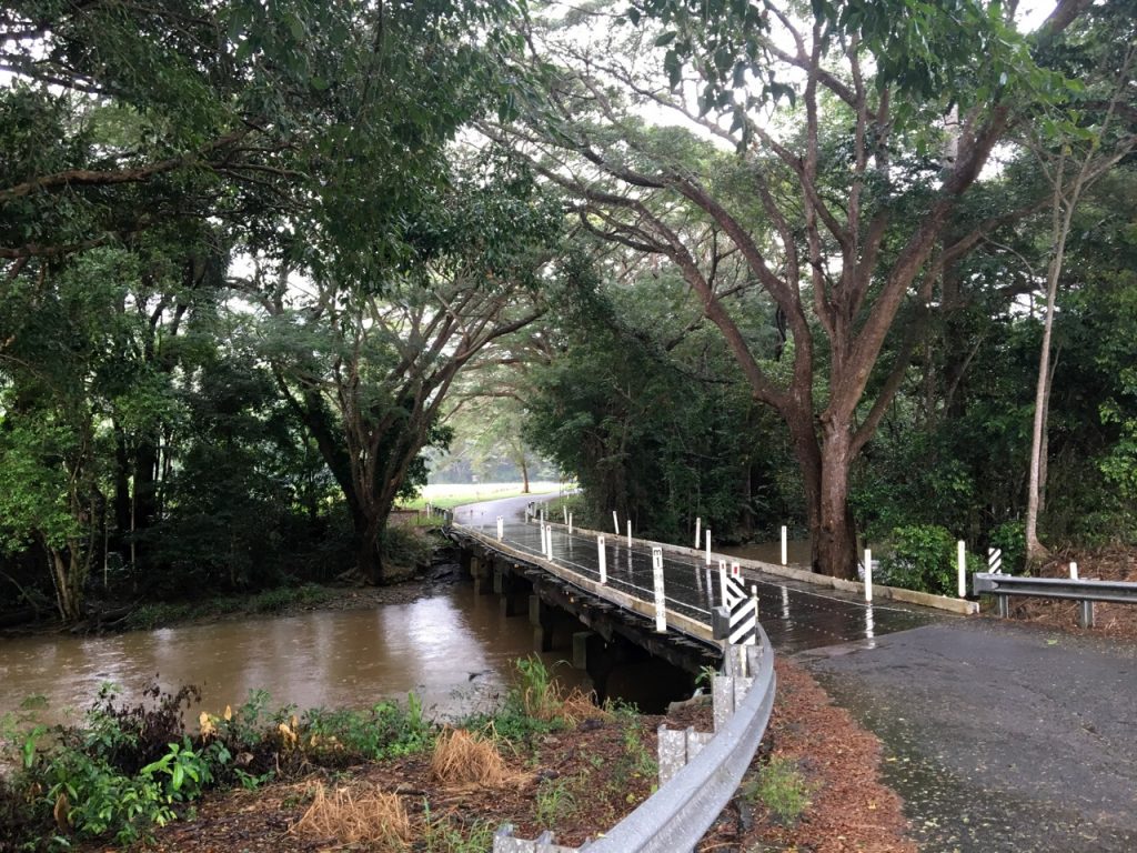 A typical one-lane bridge on our morning walk route.