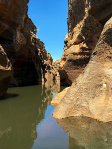 The ride through the gorge was peaceful and quiet thanks to the electric motor on our vessel. The gorge is so narrow at the end that there is a motor at both ends of the boat and the drive moves from one end to the other to steer us on the return trip.