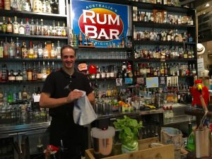 This bar had an amazing selection of rum based liquors displayed.