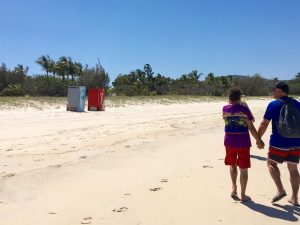 We arrived and saw these two drink machines sitting on the beach. I thought they must be doing a "desert island" commercial here.
