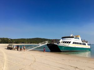 The 40-minute ferry from Yeppoon to Great Keppel Island just pulls right up to the beach.