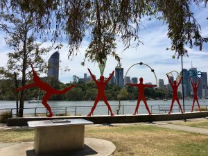 Artistic flair dominates the riverfront across from downtown.